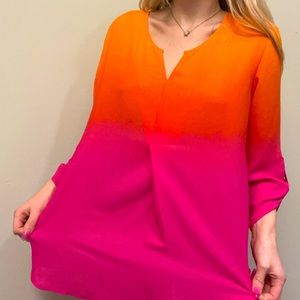 Investments Sunset Orange and Pink Blouse